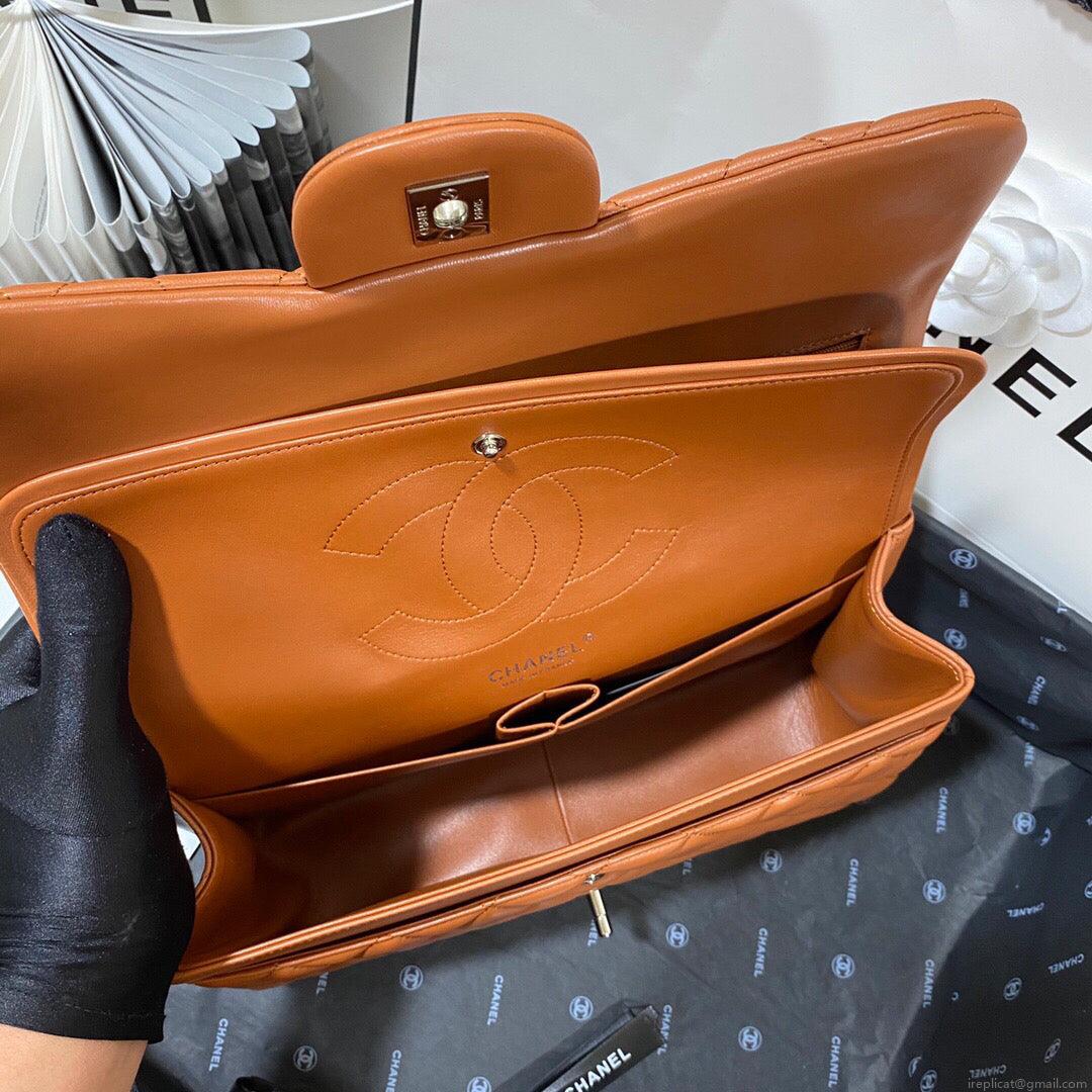 Chanel CF A01113 Classic Flap Bag in Lambskin Tan