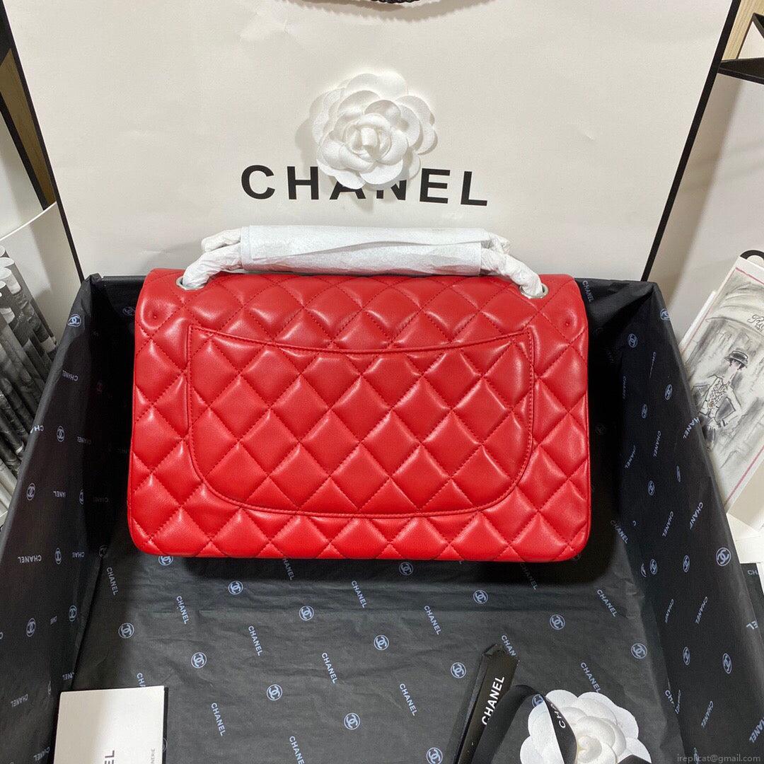 Chanel CF A01113 Classic Flap Bag in Lambskin Red
