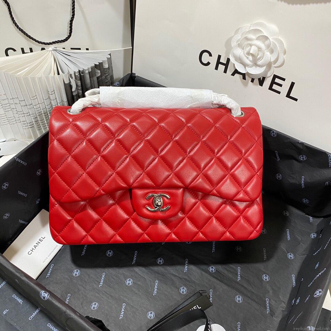 Chanel CF A01113 Classic Flap Bag in Lambskin Red