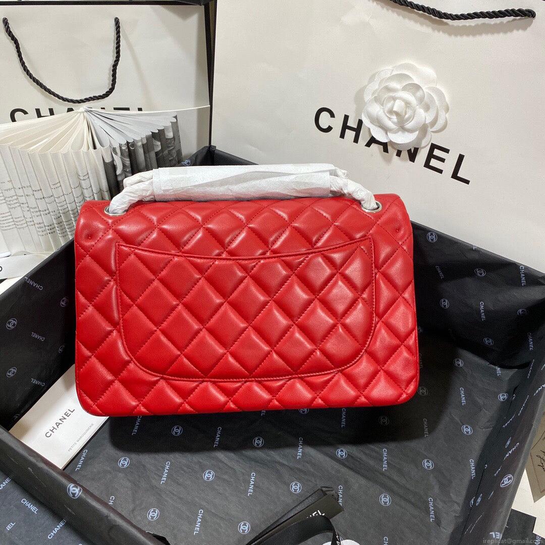 Chanel CF A01113 Classic Flap Bag in Lambskin Red
