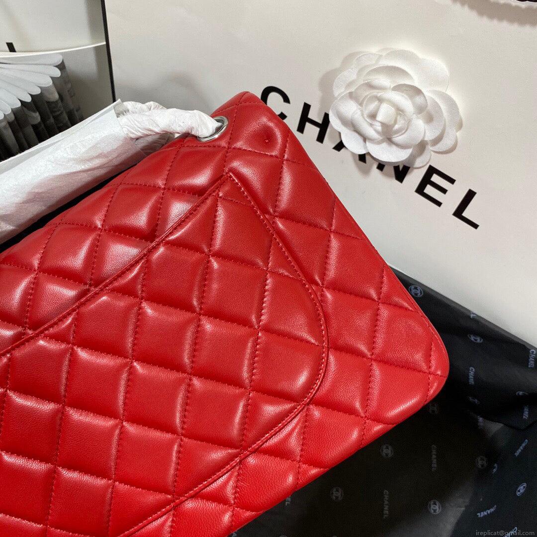 Chanel CF A01113 Classic Flap Bag in Lambskin Red