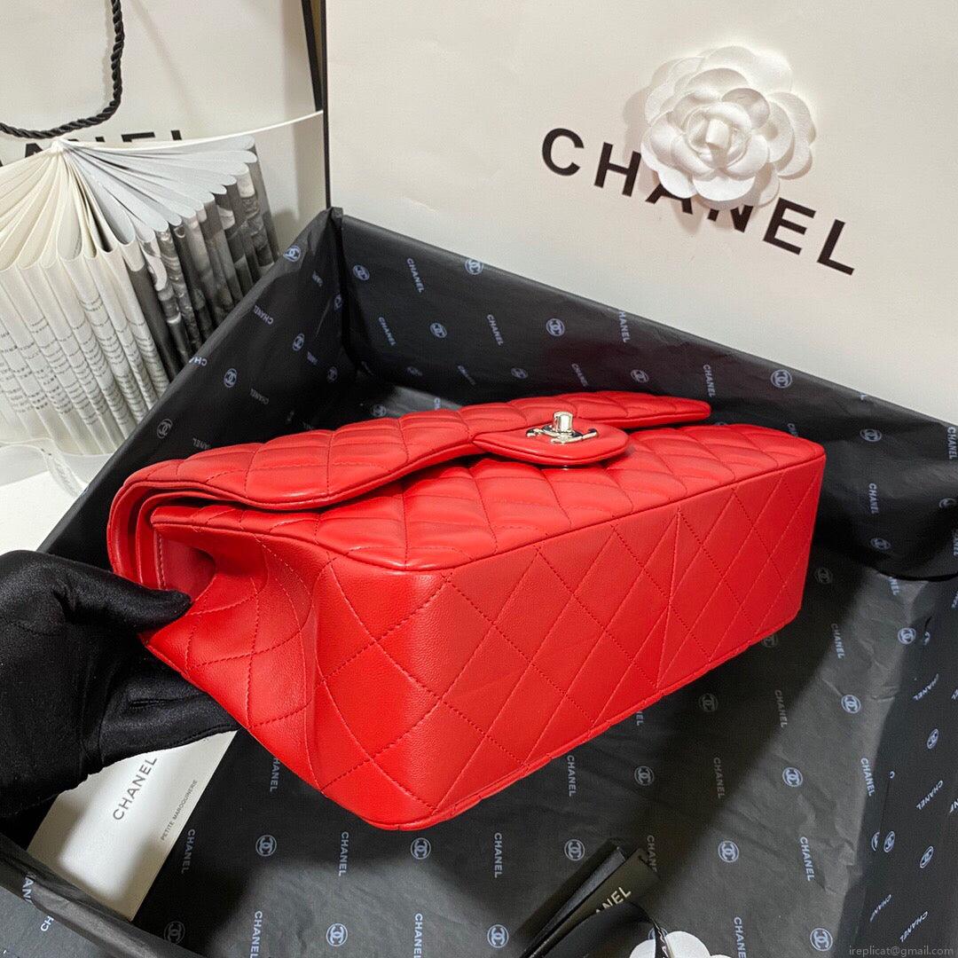 Chanel CF A01113 Classic Flap Bag in Lambskin Red