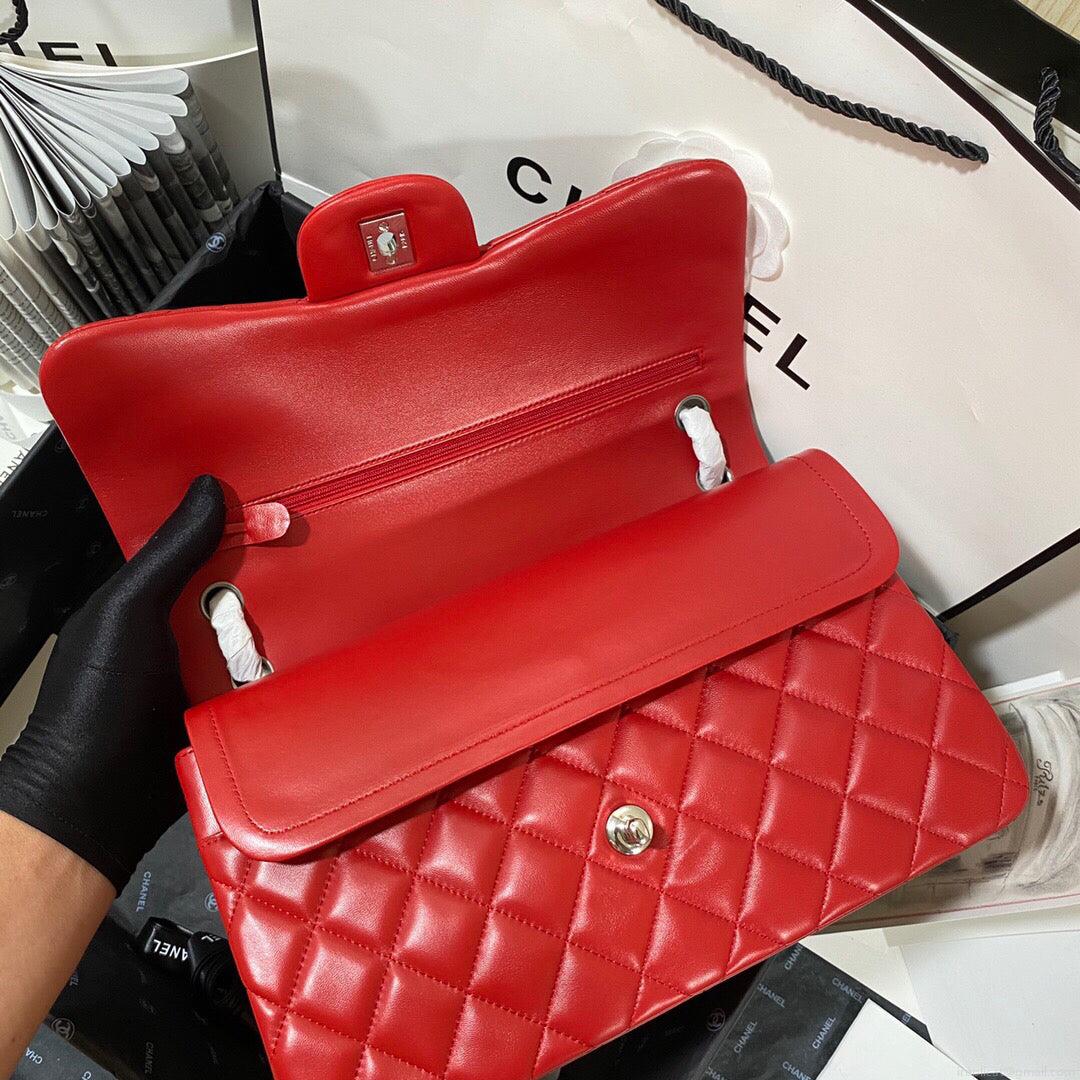 Chanel CF A01113 Classic Flap Bag in Lambskin Red