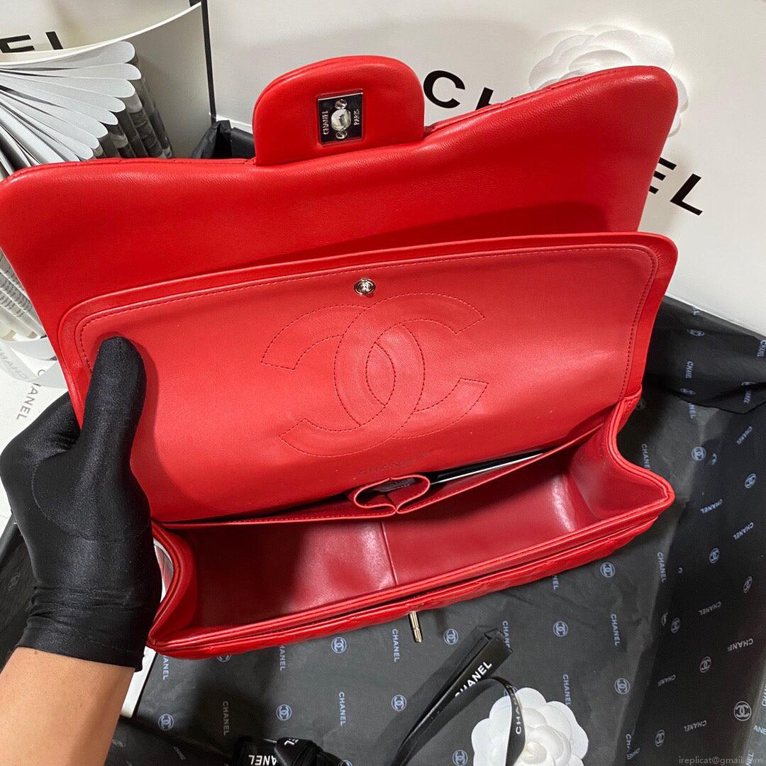 Chanel CF A01113 Classic Flap Bag in Lambskin Red