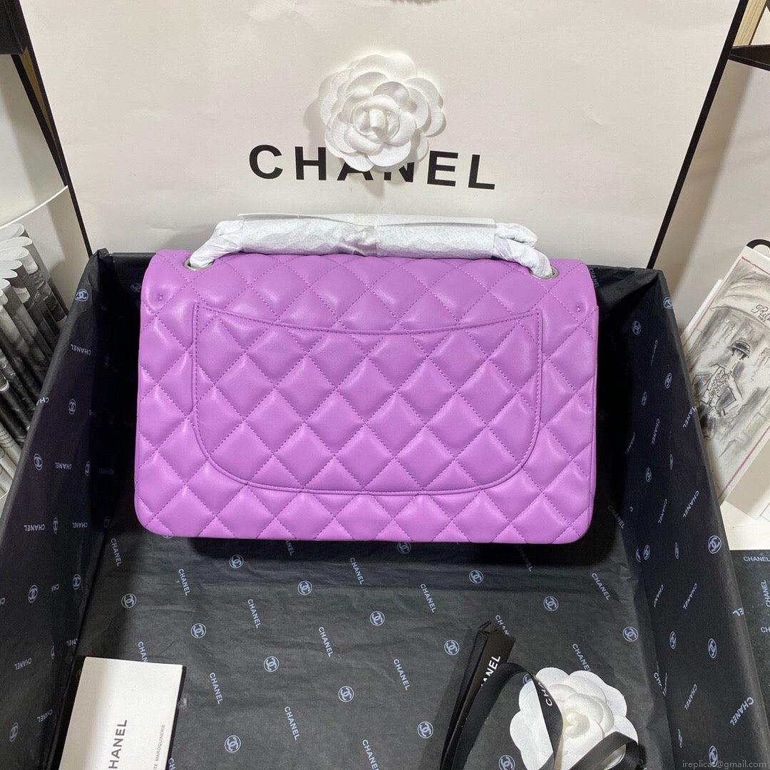 Chanel CF A01113 Classic Flap Bag in Lambskin Purple