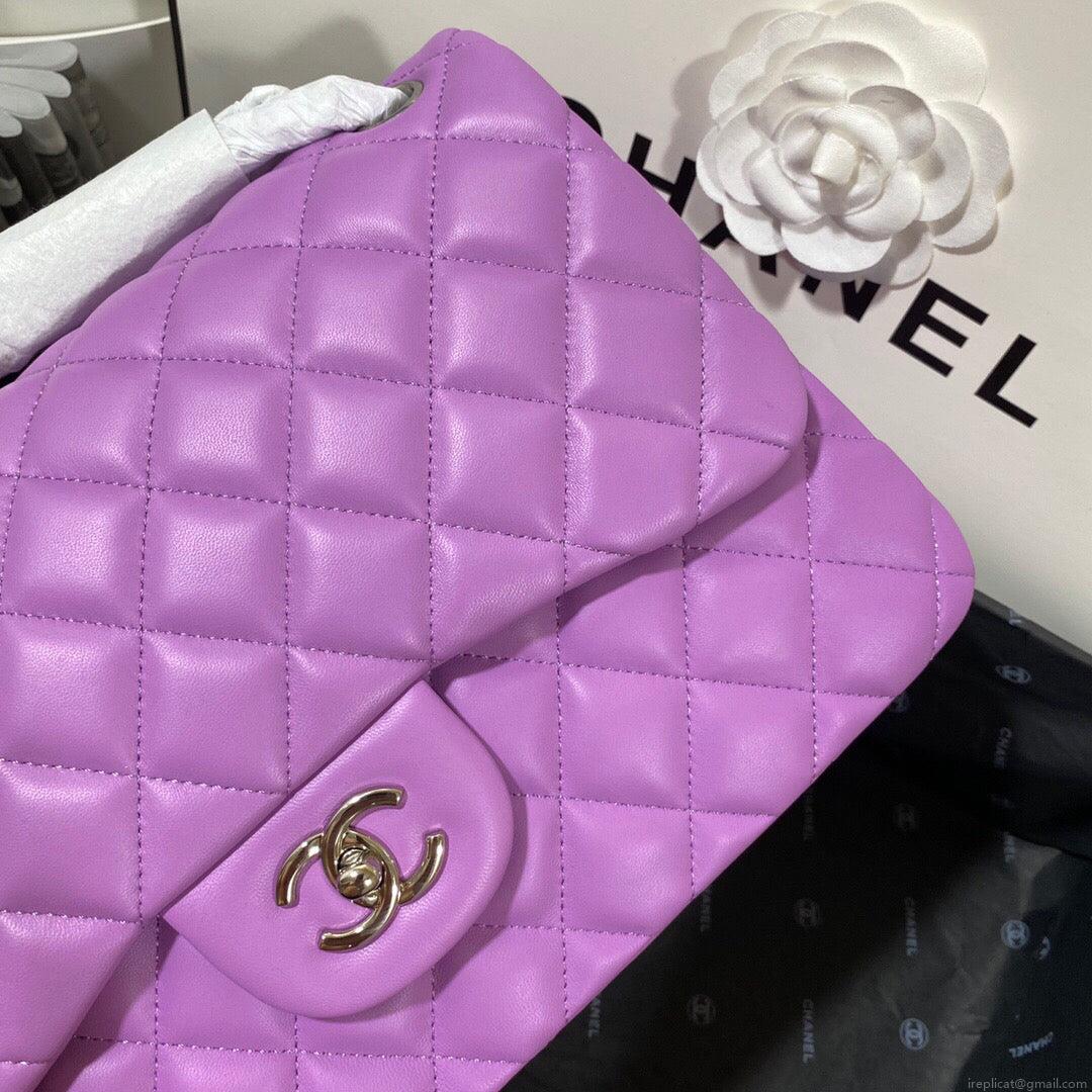 Chanel CF A01113 Classic Flap Bag in Lambskin Purple
