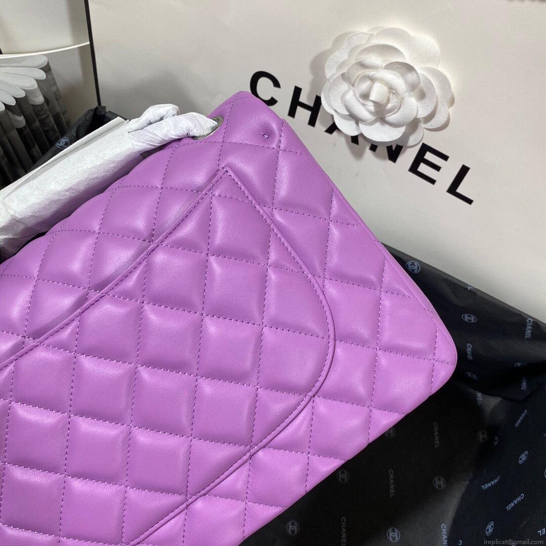 Chanel CF A01113 Classic Flap Bag in Lambskin Purple