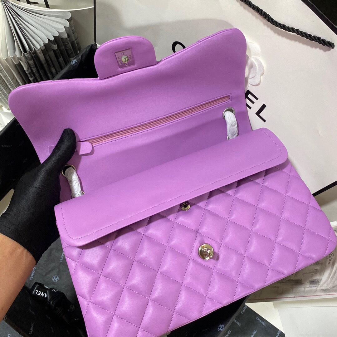 Chanel CF A01113 Classic Flap Bag in Lambskin Purple