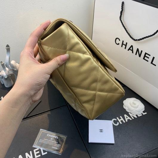 Chanel 19 Maxi Handbag Lambskin Gold AS1162 Gold