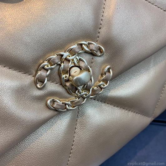 Chanel 19 Maxi Handbag Lambskin Gold AS1162 Gold
