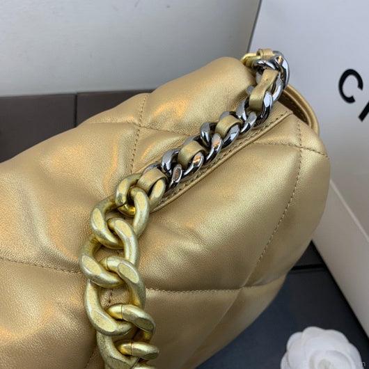 Chanel 19 Maxi Handbag Lambskin Gold AS1162 Gold