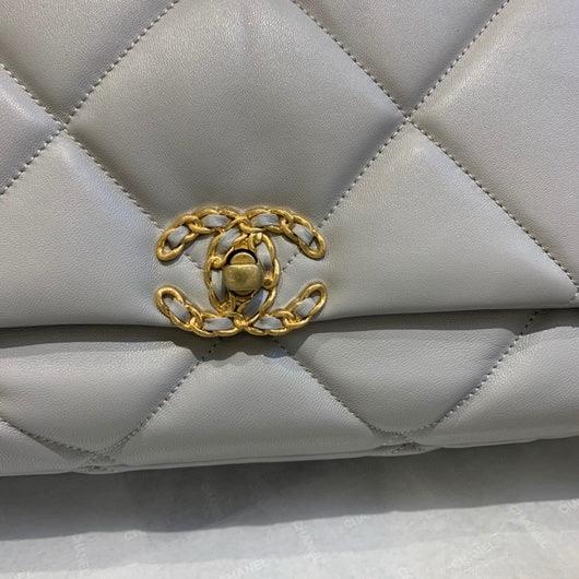 Chanel 19 Maxi Handbag Lambskin Gold AS1162 Grey