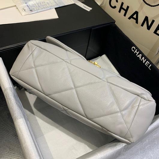 Chanel 19 Maxi Handbag Lambskin Gold AS1162 Grey