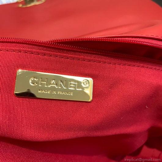 Chanel 19 Maxi Handbag Lambskin Gold AS1162 Red