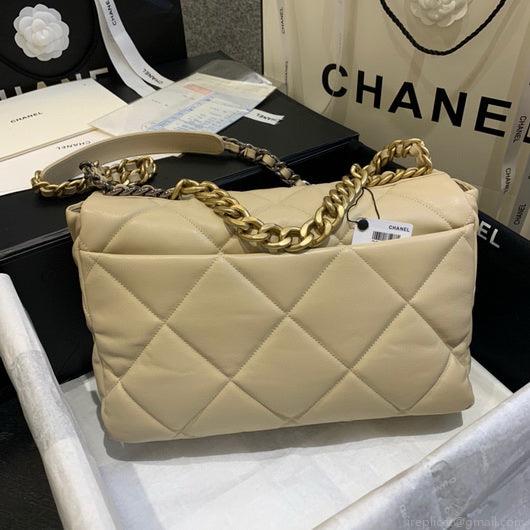 Chanel 19 Maxi Handbag Lambskin Gold AS1162 Apricot