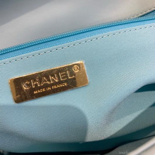Chanel 19 Maxi Handbag Lambskin Gold AS1162 Light Blue