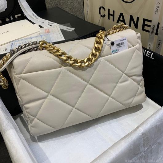 Chanel 19 Maxi Handbag Lambskin Gold AS1162 Beige