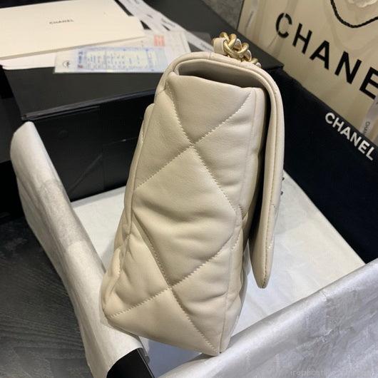 Chanel 19 Maxi Handbag Lambskin Gold AS1162 Beige