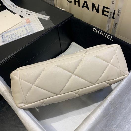 Chanel 19 Maxi Handbag Lambskin Gold AS1162 Beige