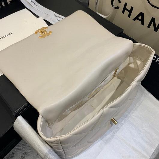 Chanel 19 Maxi Handbag Lambskin Gold AS1162 Beige