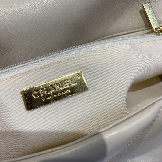 Chanel 19 Maxi Handbag Lambskin Gold AS1162 Beige