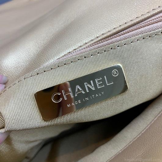 Chanel 19 Large Handbag Lambskin Gold AS1161 Gold