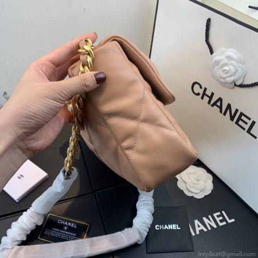 Chanel 19 Large Handbag Lambskin Gold AS1161 Nude Pink