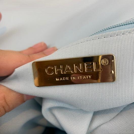 Chanel 19 Large Handbag Lambskin Gold AS1161 Light Blue