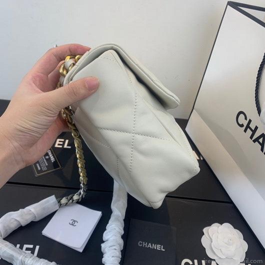 Chanel 19 Large Handbag Lambskin Gold AS1161 Beige