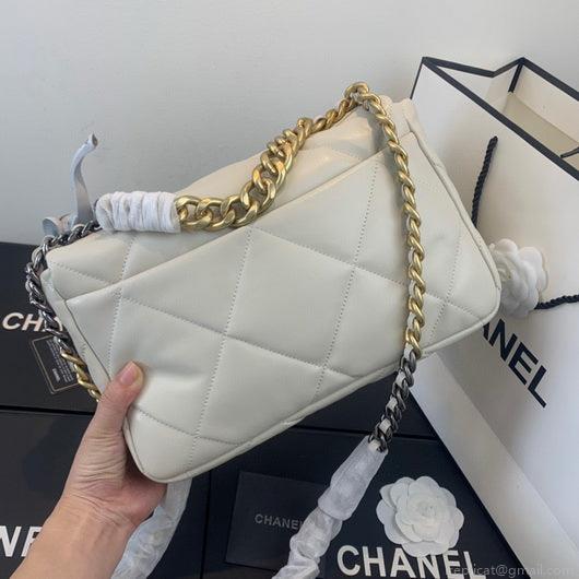 Chanel 19 Large Handbag Lambskin Gold AS1161 Beige