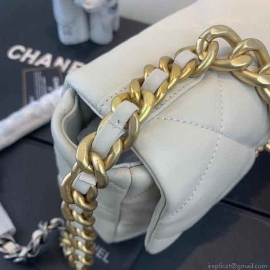 Chanel 19 Large Handbag Lambskin Gold AS1161 Beige