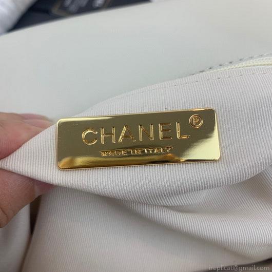 Chanel 19 Large Handbag Lambskin Gold AS1161 Beige