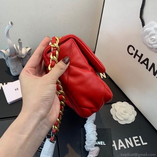 Chanel As1160 Chanel 19 Handbag Flap Lambskin Red