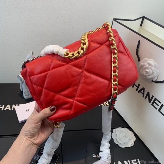 Chanel As1160 Chanel 19 Handbag Flap Lambskin Red