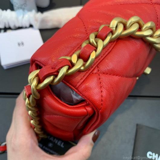 Chanel As1160 Chanel 19 Handbag Flap Lambskin Red
