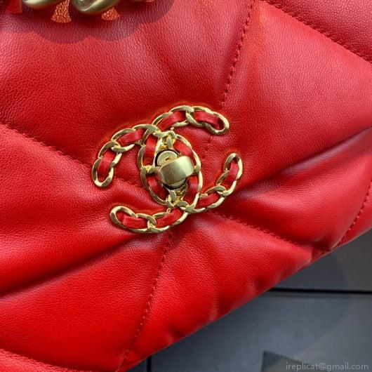 Chanel As1160 Chanel 19 Handbag Flap Lambskin Red