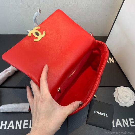 Chanel As1160 Chanel 19 Handbag Flap Lambskin Red