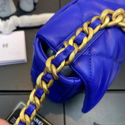 Chanel As1160 Chanel 19 Handbag Flap Lambskin Blue