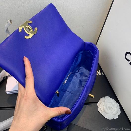 Chanel As1160 Chanel 19 Handbag Flap Lambskin Blue