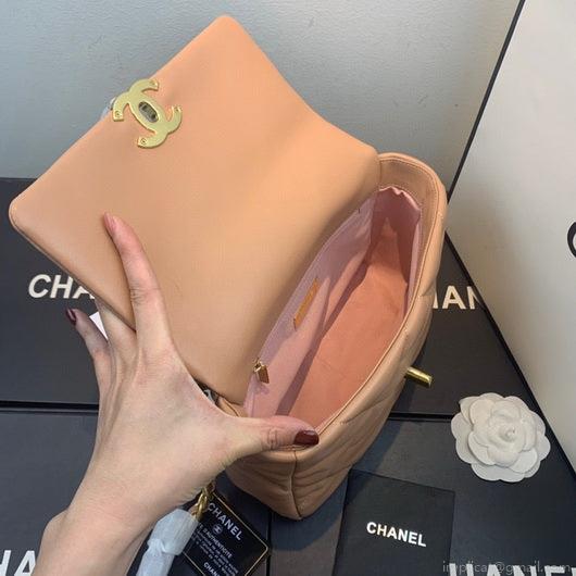 Chanel As1160 Chanel 19 Handbag Flap Lambskin Lake Nude Pink