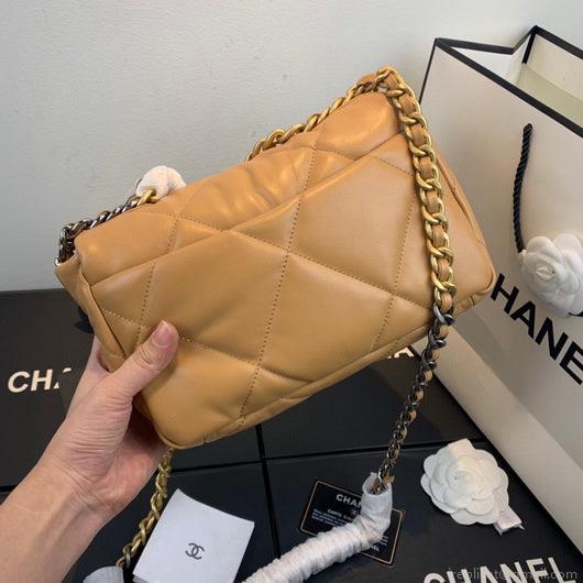 Chanel As1160 Chanel 19 Handbag Flap Lambskin Lake Tan