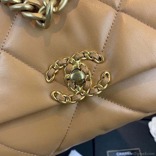 Chanel As1160 Chanel 19 Handbag Flap Lambskin Lake Tan