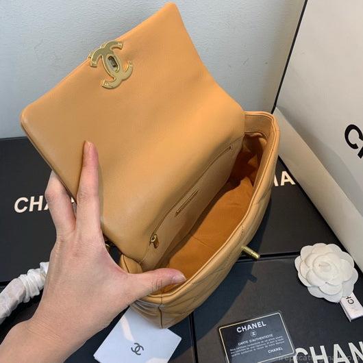 Chanel As1160 Chanel 19 Handbag Flap Lambskin Lake Tan
