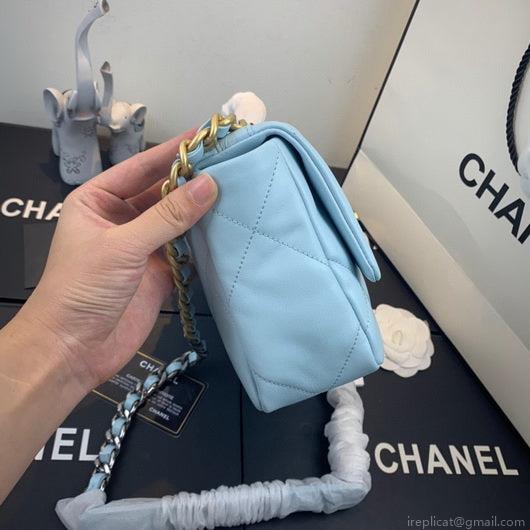 Chanel As1160 Chanel 19 Handbag Flap Lambskin Lake Light Blue