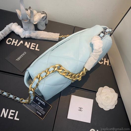Chanel As1160 Chanel 19 Handbag Flap Lambskin Lake Light Blue