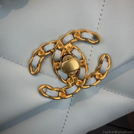 Chanel As1160 Chanel 19 Handbag Flap Lambskin Lake Light Blue