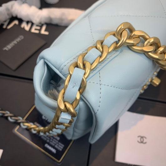 Chanel As1160 Chanel 19 Handbag Flap Lambskin Lake Light Blue