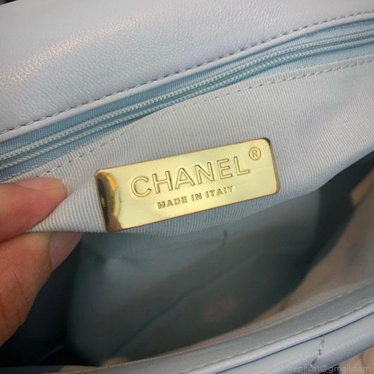 Chanel As1160 Chanel 19 Handbag Flap Lambskin Lake Light Blue