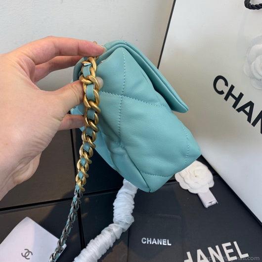 Chanel As1160 Chanel 19 Handbag Flap Lambskin Azure Blue