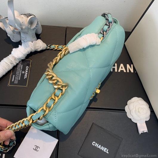 Chanel As1160 Chanel 19 Handbag Flap Lambskin Azure Blue